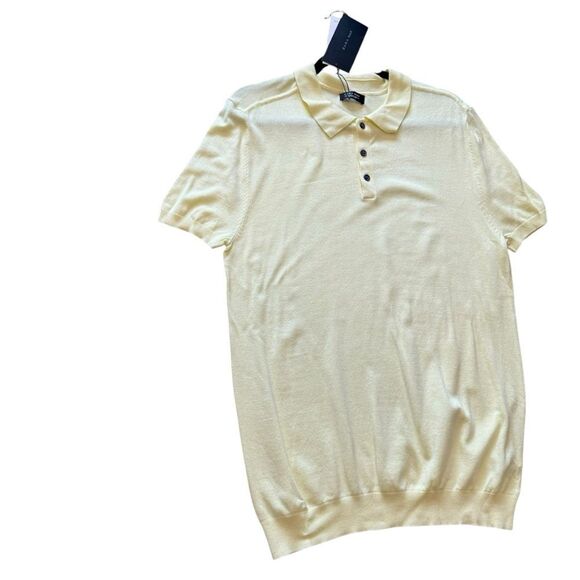 Zara Vintage Lighweight Pale Yellow Knit Polo Shirt - Picture 5 of 10